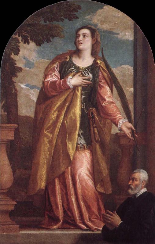 Paolo Veronese Sta Lucia och en donator France oil painting art